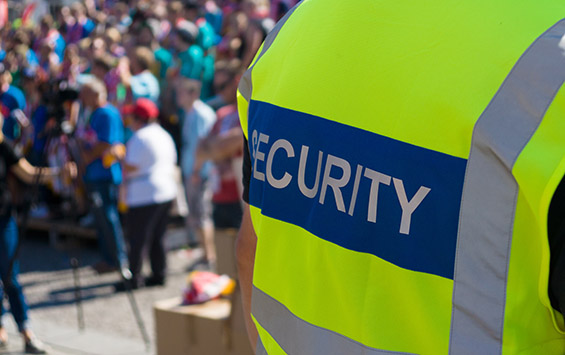 F1 Security Mission Statement Event Manned Guard with High Visible Jacket